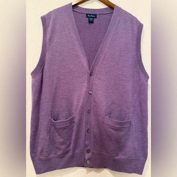 Paul Fredrick Other - Paul Fredrick Men’s 100% Merino Wool Vest Button Front - Light Purple - XL